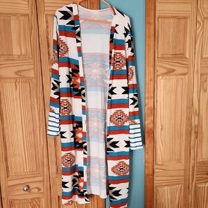 Colorful Geometric Patterned Cardigan